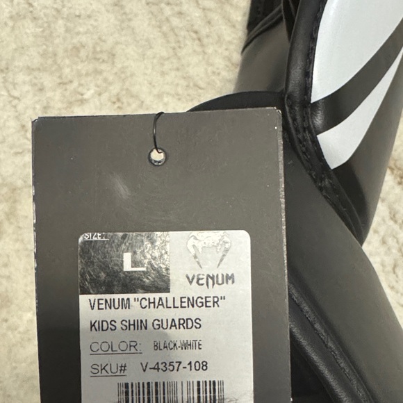 Venum Kids Shin Guards - Black and White - Picture 2 of 2